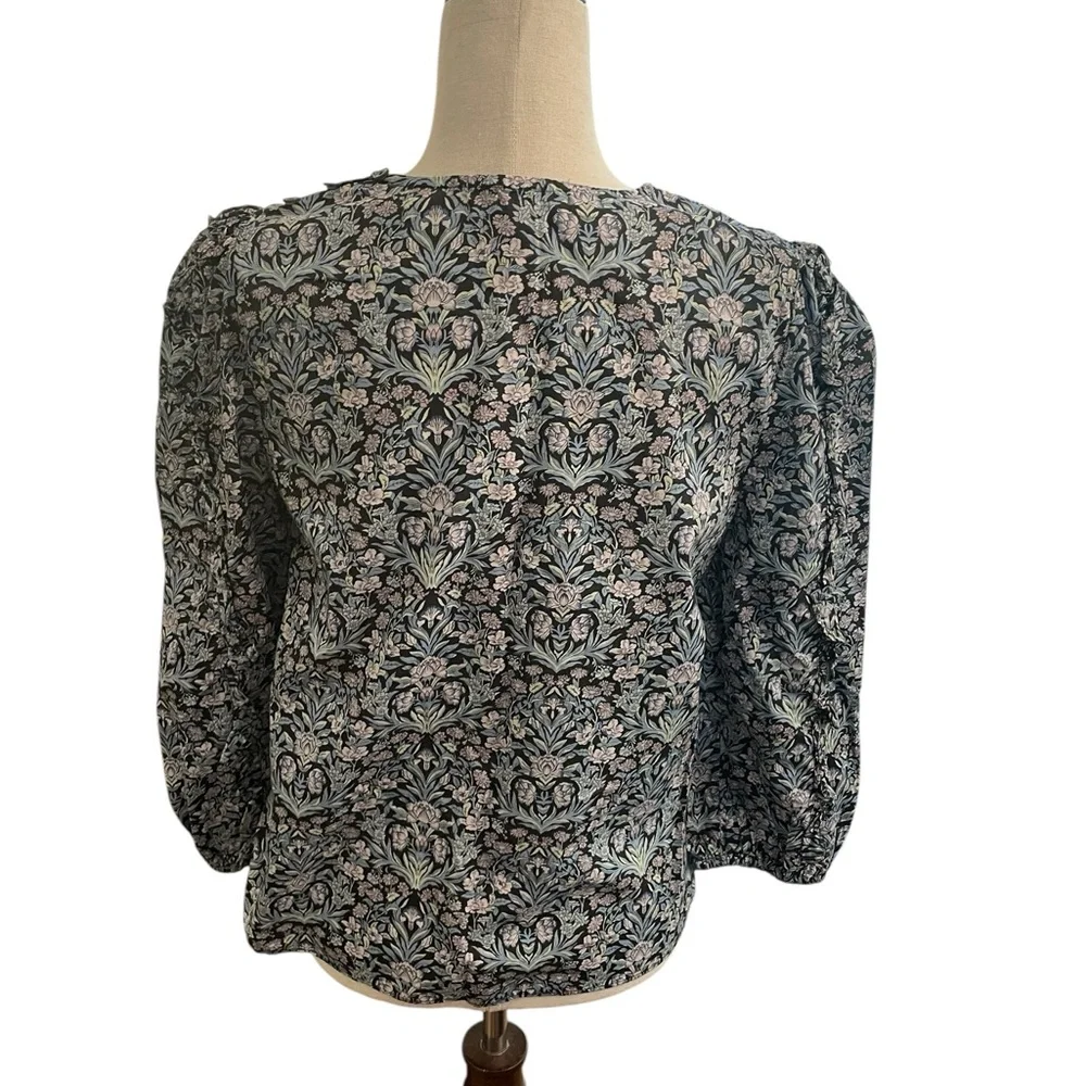J. CREW Sambourne Liberty Fabric Puff Ruffle Sleeve Floral Blouse